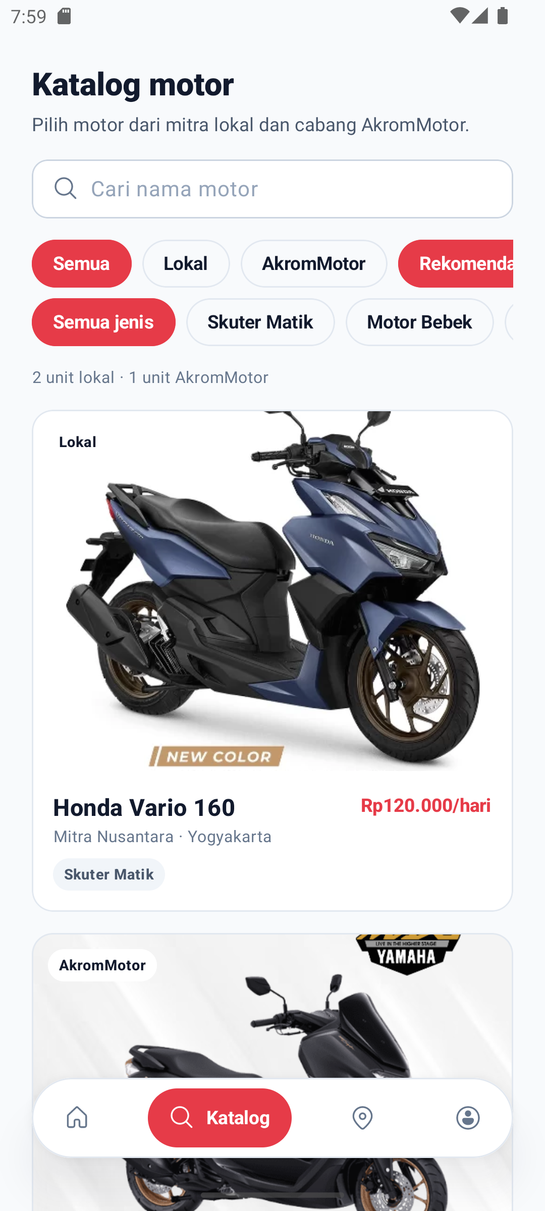 Katalog motor Sewa Motor Nusantara